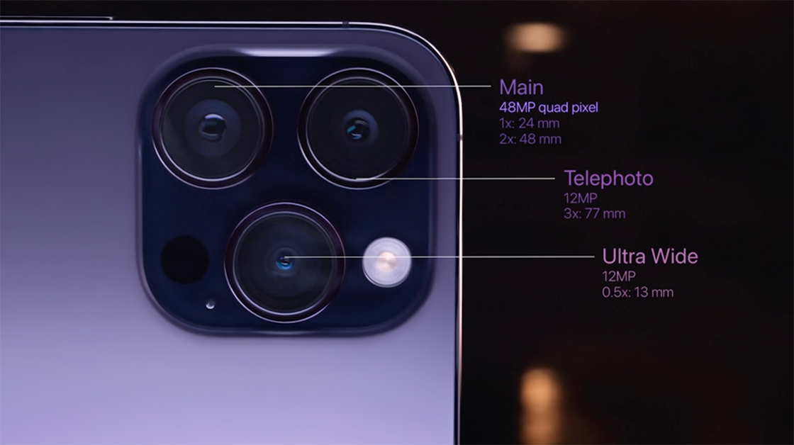 Cụm 3 camera sau và camera selfie trên điện thoại iPhone 14 đã được cải tiến rất nhiều so với thế hệ trước